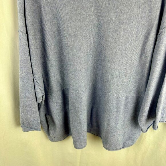 J Jill Pure Jill Bushed Soft Luxe Seamed Top Women Large Blue Cashmere Pockets - Picture 4 of 7